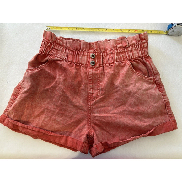 Wild Fable Paperbag‎ Barrel Shorts Orange Pull Up Small Beach Cruise Vacation - Picture 1 of 5